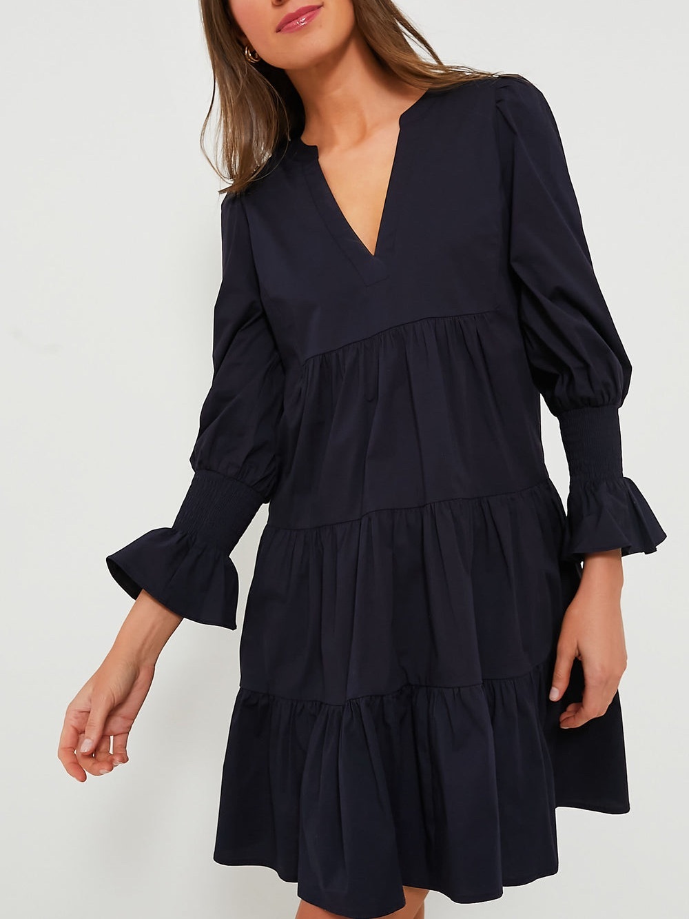 Tuckernuck Pomander Place Crepe Kenzo Dress Long Sleeve In Navy Blue Size L
